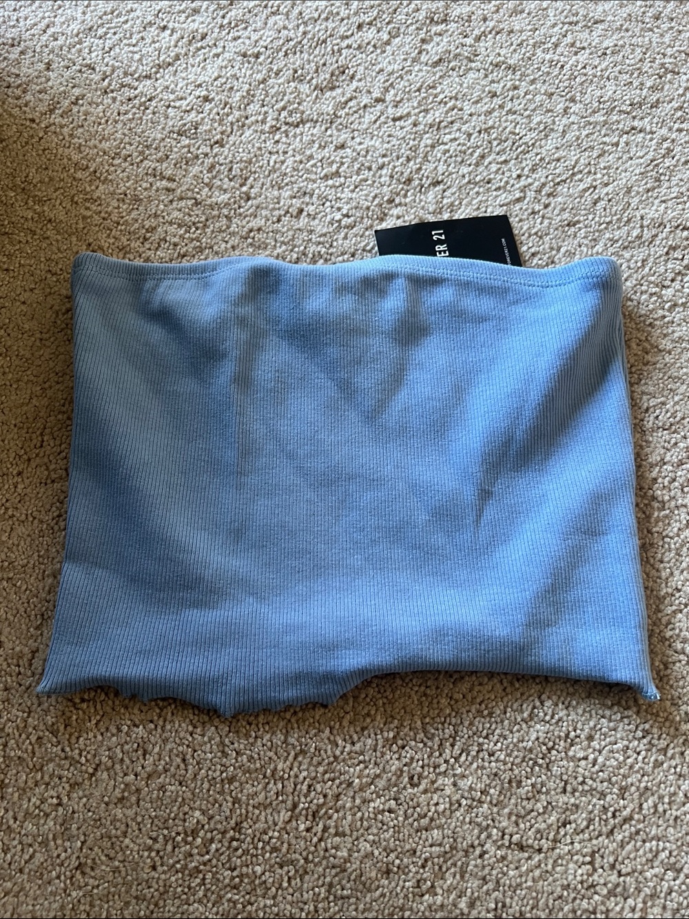 Forever 21 Sky Blue Ribbed Mini Tube Top